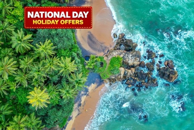 Best of Sri Lanka Holiday Package - aerial view of Bentota coastline and palms