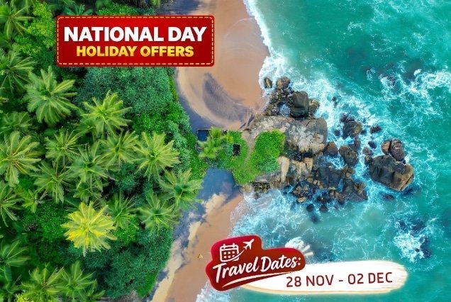 Best of Sri Lanka Holiday Package - aerial view of Bentota coastline and palms