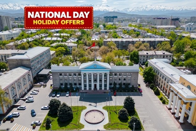 Kyrgyzstan Tour Package - Bishkek cityscape with Tian Shan mountains