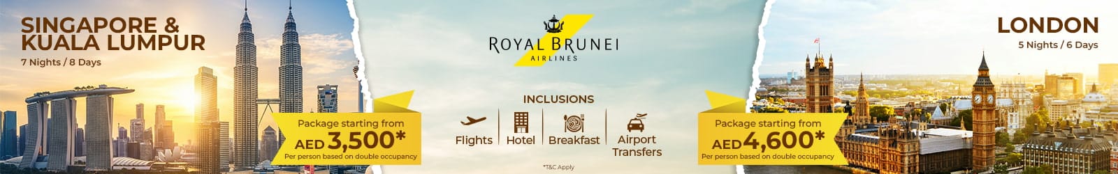 Singapore and Kuala Lumpur - London - Royal Brunei Airlines