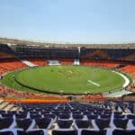 Wide-angle view of Narendra Modi Stadium in Ahmedabad, a key match venue for IPL 2026 India cricket travel packages.
