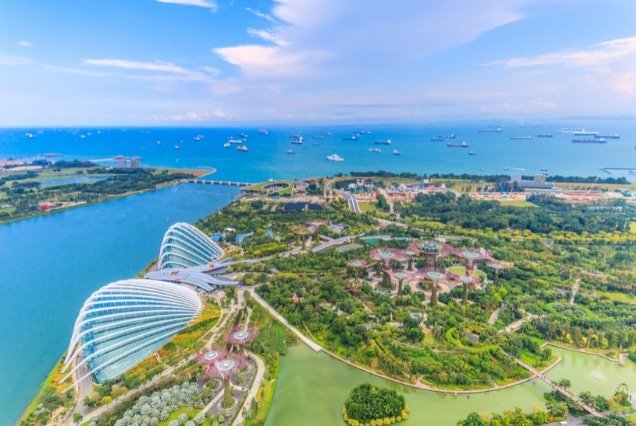 Aerial view of Sentosa Island beach and coastline – Singapore Vacation Package from Dubai